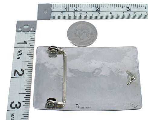 Native American Genuine Sterling Silver Deer And Corn Belt Buckle JX124350